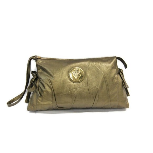 GUCCI Metallic Gold HYSTERIA CLUTCH Soft Leather Vintage Purse - Picture 1 of 5